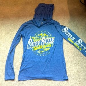Blue thin hoodie, size women’s small.